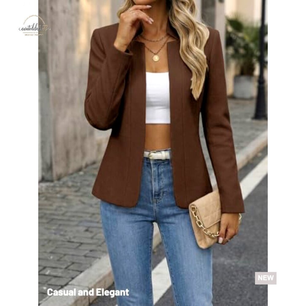 Wool Blend Blazer Jacket Slim Fit Fully Lined Casual Work Office Coat - Picture 4 of 7